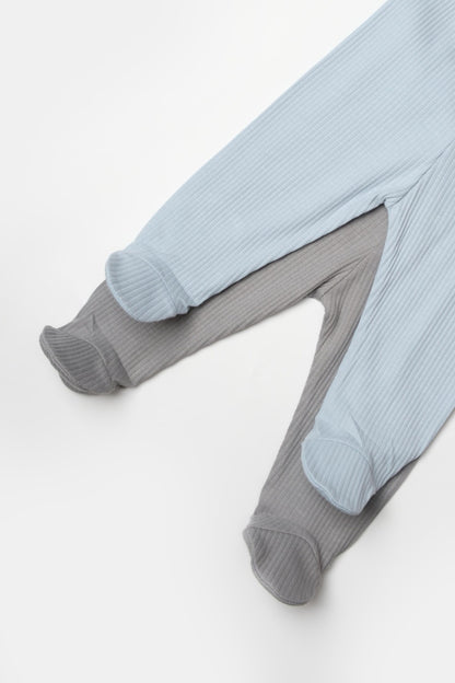 Set 2 pantaloni cu botosei Bamboo, blue, BabyCosy, 50%bumbac+50% bambus