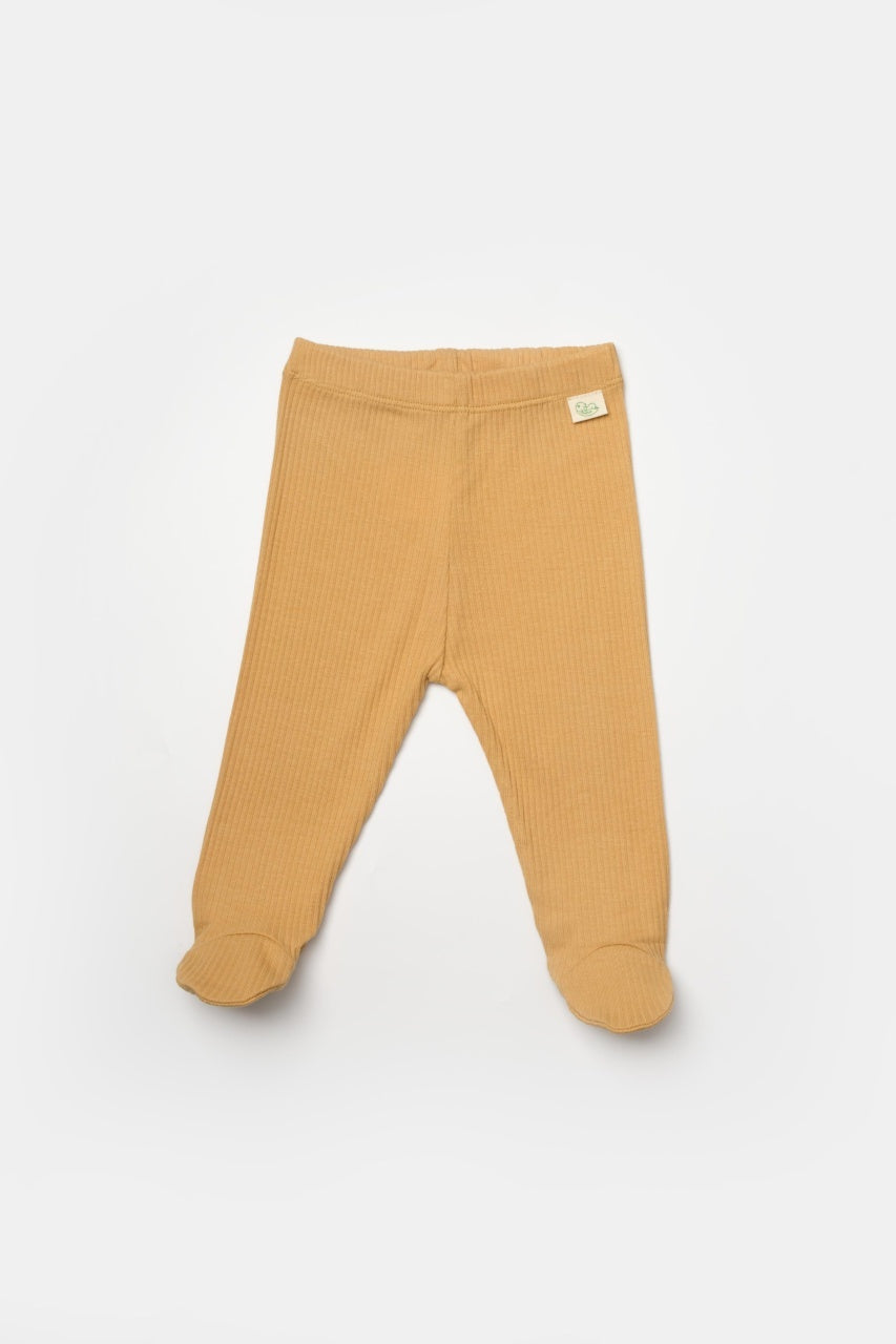 Set 2 pantaloni cu botosei Bamboo, galben, BabyCosy, 50%bumbac+50% bambus