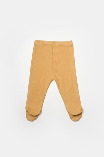 Set 2 pantaloni cu botosei Bamboo, galben, BabyCosy, 50%bumbac+50% bambus