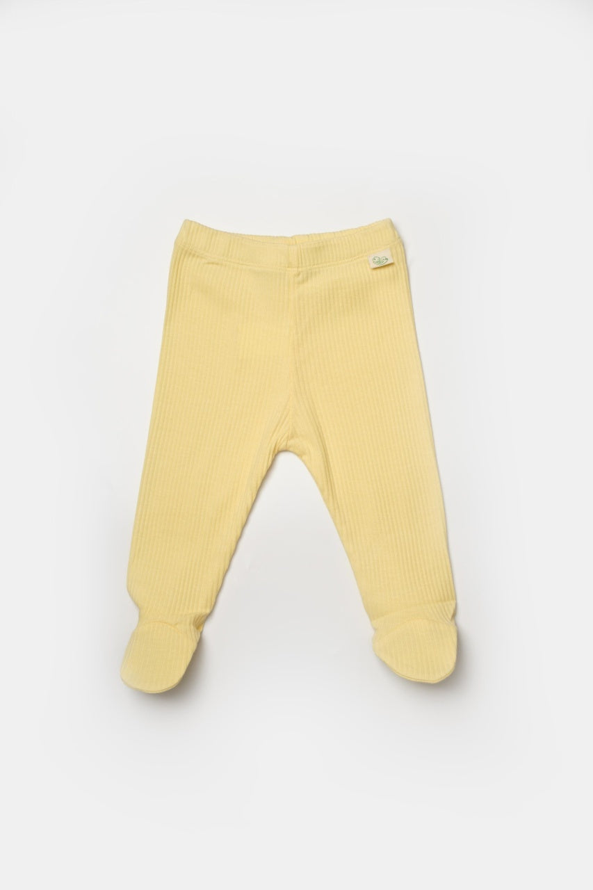 Set 2 pantaloni cu botosei Bamboo, galben, BabyCosy, 50%bumbac+50% bambus