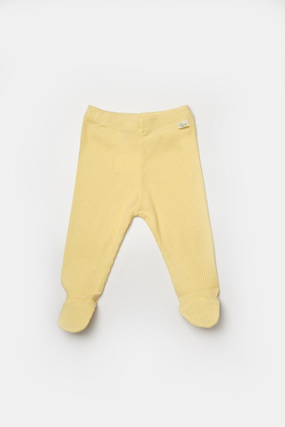 Set 2 pantaloni cu botosei Bamboo, galben, BabyCosy, 50%bumbac+50% bambus