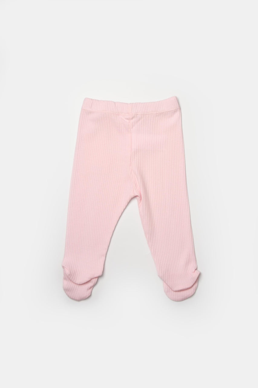 Set 2 pantaloni cu botosei Bamboo, roz, BabyCosy, 50%bumbac+50% bambus