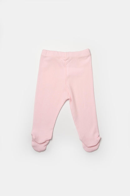 Set 2 pantaloni cu botosei Bamboo, roz, BabyCosy, 50%bumbac+50% bambus