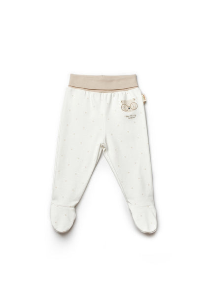 Set 2 pantaloni cu botosei bebe TeddyBear, BabyCosy, 100% bumbac organic