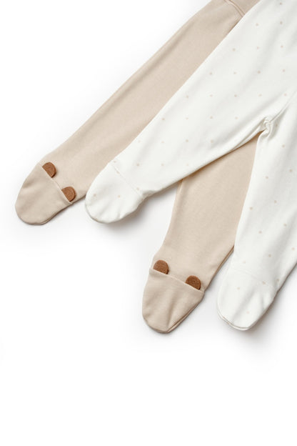 Set 2 pantaloni cu botosei bebe TeddyBear, BabyCosy, 100% bumbac organic
