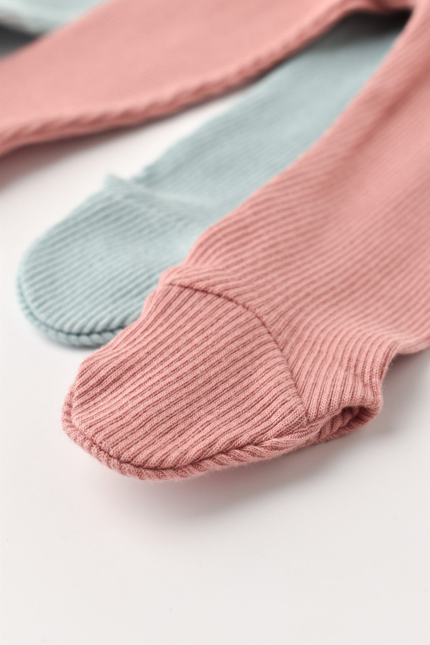 Set 2 pantaloni cu botosei bebe unisex din bumbac organic si modal - Mint/Rose, BabyCosy