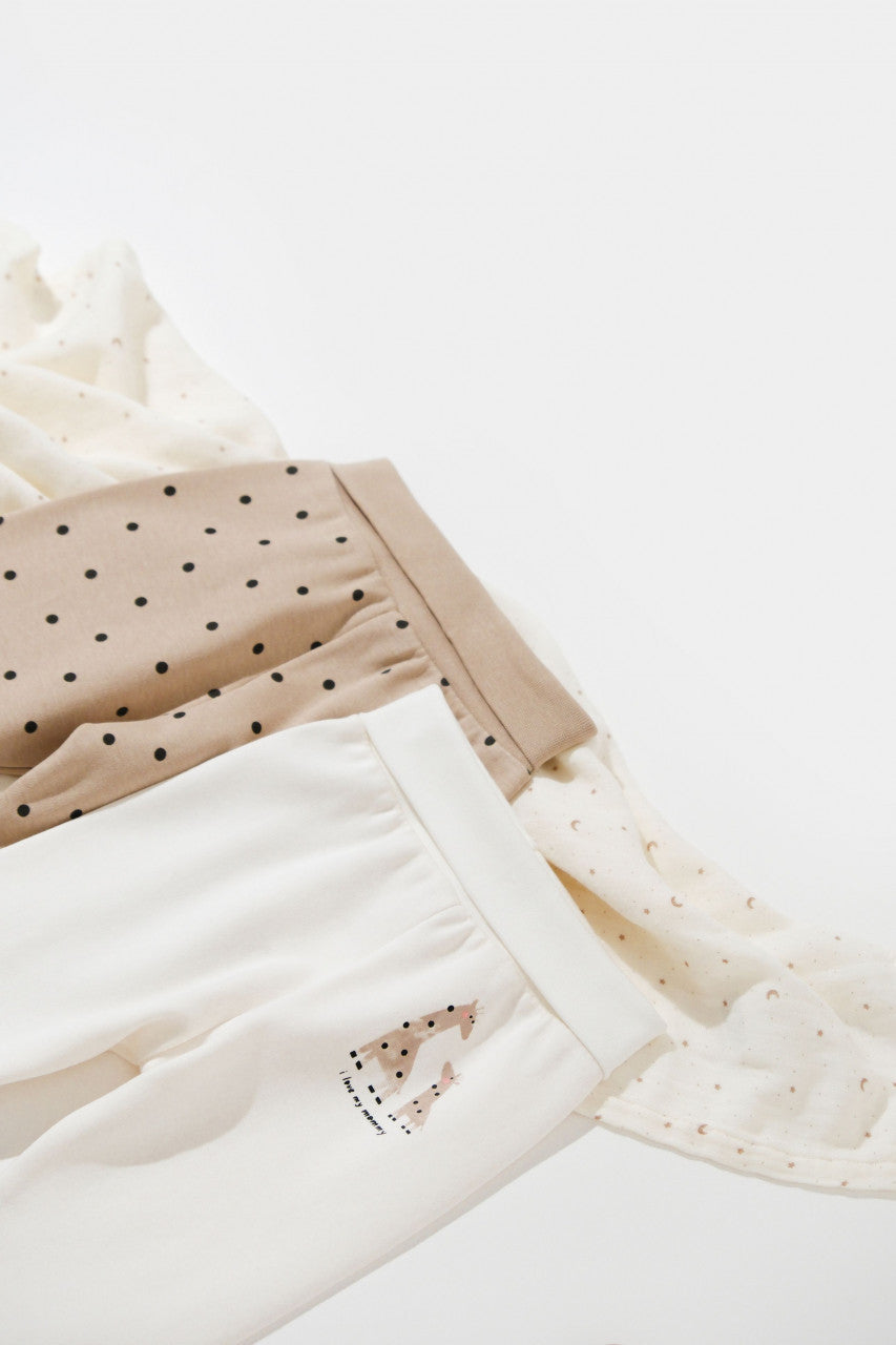 Set 2 pantaloni cu botosei bebe unisex Girafa, BabyCosy, 100% bumbac organic