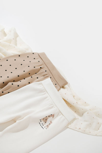 Set 2 pantaloni cu botosei bebe unisex Girafa, BabyCosy, 100% bumbac organic