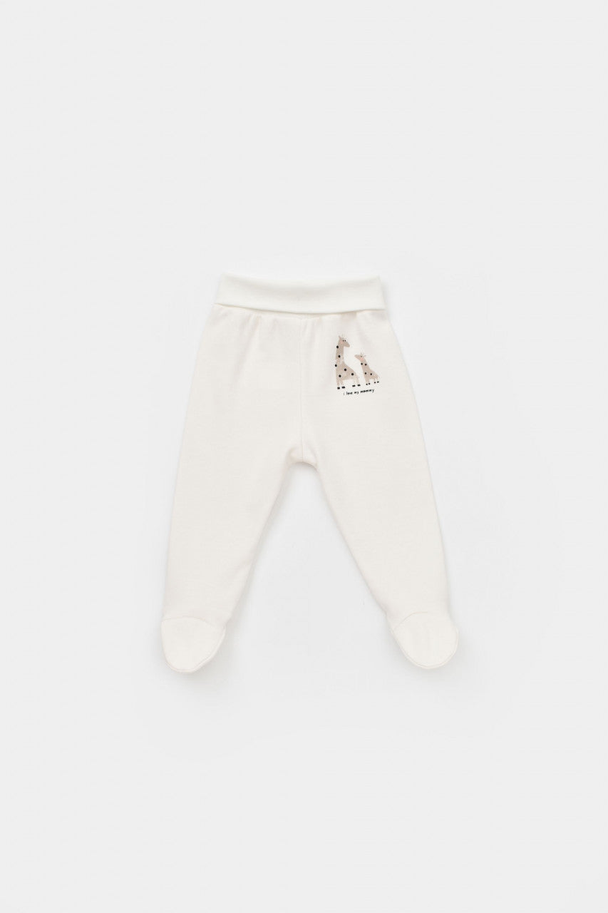 Set 2 pantaloni cu botosei bebe unisex Girafa, BabyCosy, 100% bumbac organic