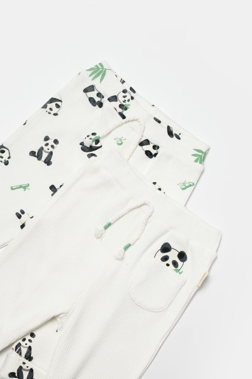Set 2 pantaloni Panda, BabyCosy, 50%bumbac+50% bambus