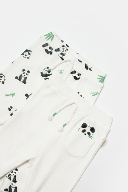 Set 2 pantaloni Panda, BabyCosy, 50%bumbac+50% bambus