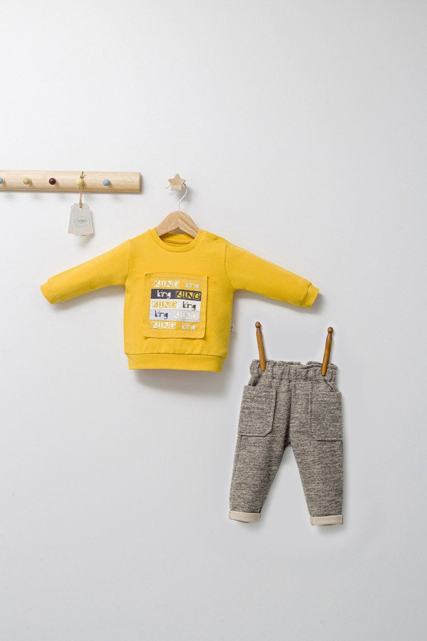 Set 2 piese cu bluzita si pantalonasi cu buzunare King, Tongs baby