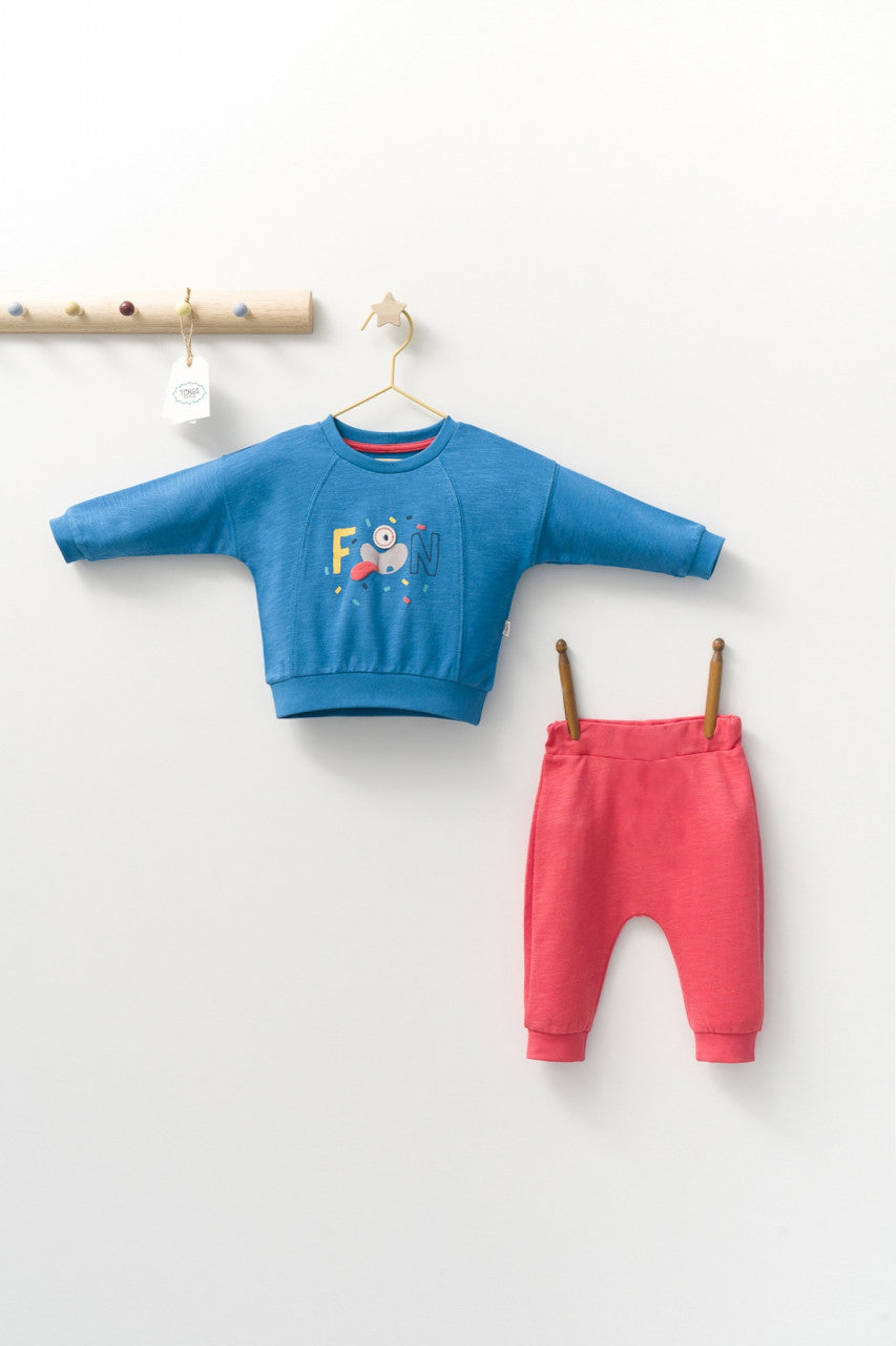 Set 2 piese cu bluzita si pantalonasi de trening Monster, Tongs baby