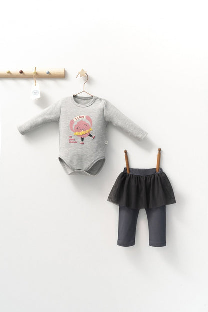 Set 2 piese cu body si pantalonasi cu tulle pentru fetite Monster, Tongs baby