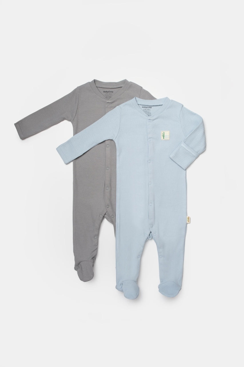 Set 2 salopete lungi Bamboo, blue, BabyCosy, 50%bumbac+50% bambus