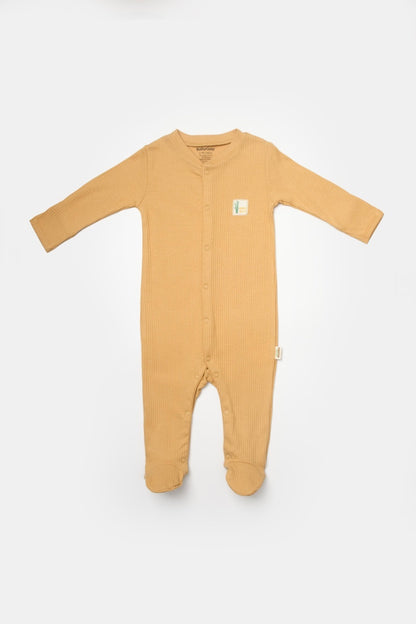 Set 2 salopete lungi Bamboo, galben, BabyCosy, 50%bumbac+50% bambus