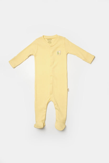 Set 2 salopete lungi Bamboo, galben, BabyCosy, 50%bumbac+50% bambus