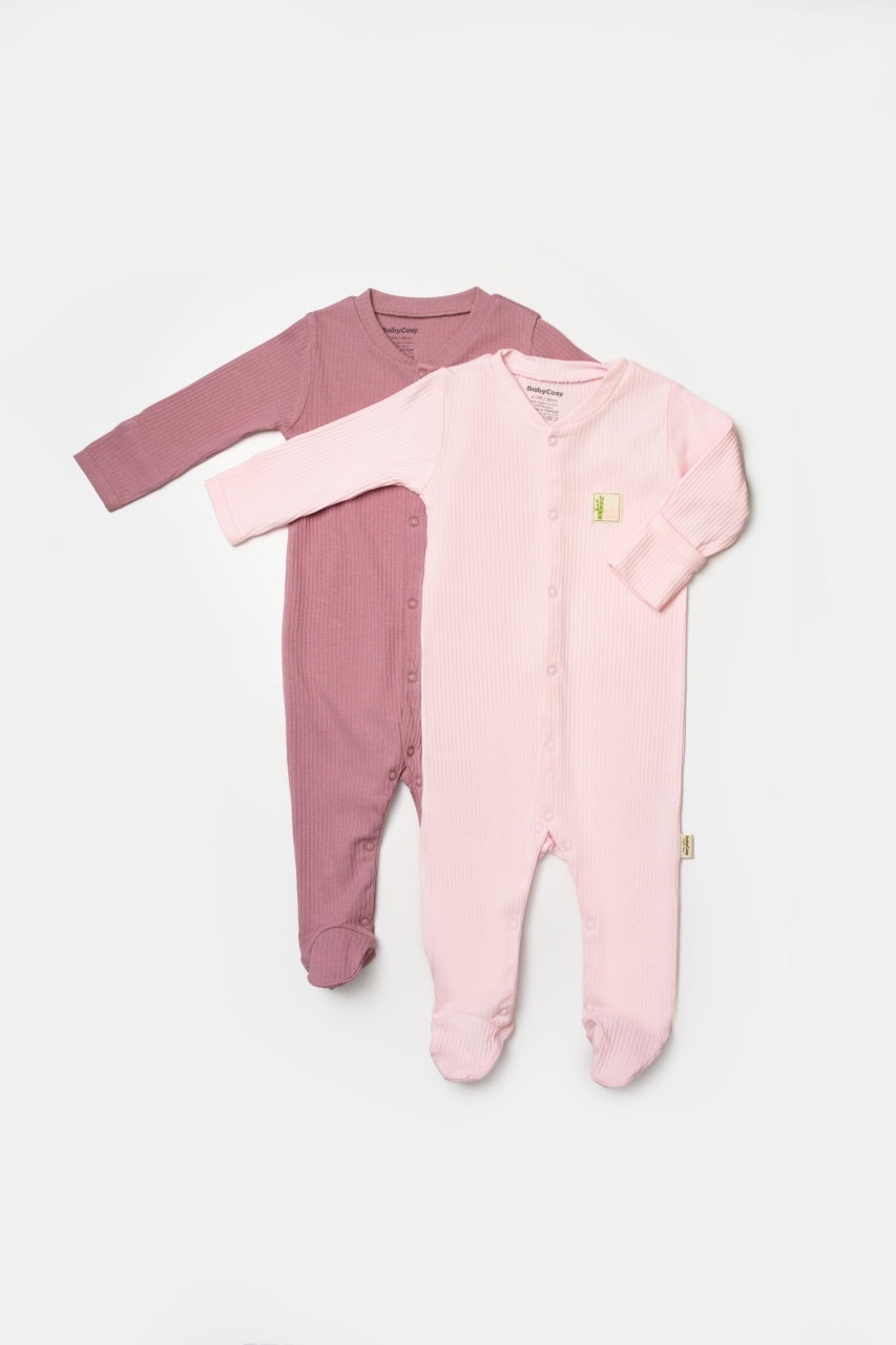 Set 2 salopete lungi Bamboo, roz, BabyCosy, 50%bumbac+50% bambus