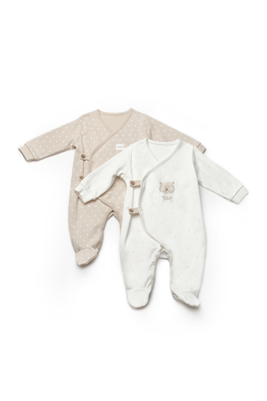 Set 2 salopete petrecute TeddyBear, 100%bumbac organic, BabyCosy