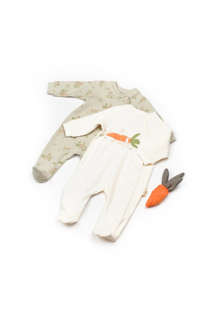 Set 2 salopete Rabbit, 100%bumbac organic, BabyCosy