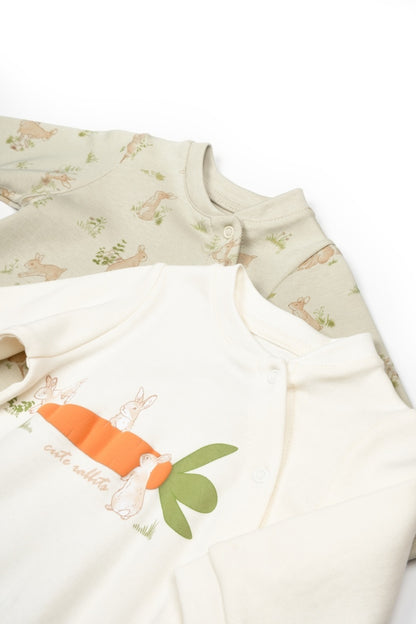 Set 2 salopete Rabbit, 100%bumbac organic, BabyCosy