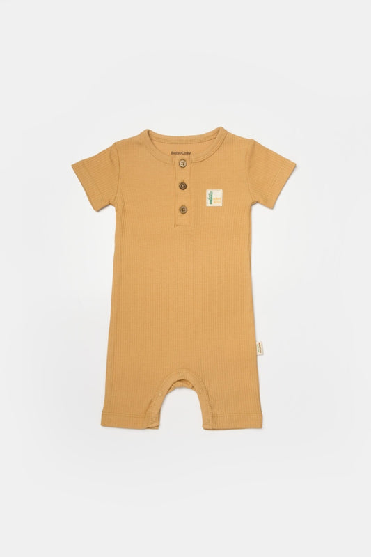 Set 2 salopete scurte Bamboo, galben, BabyCosy, 50%bumbac+50% bambus - Salopeta