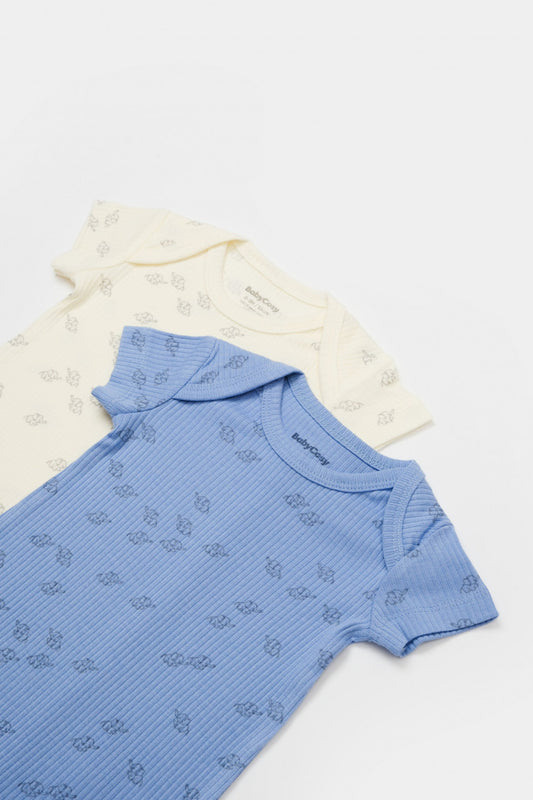 Set 2 salopete scurte Printed, BabyCosy, 50% modal+50% bumbac, Ecru/Lavanda - Salopeta