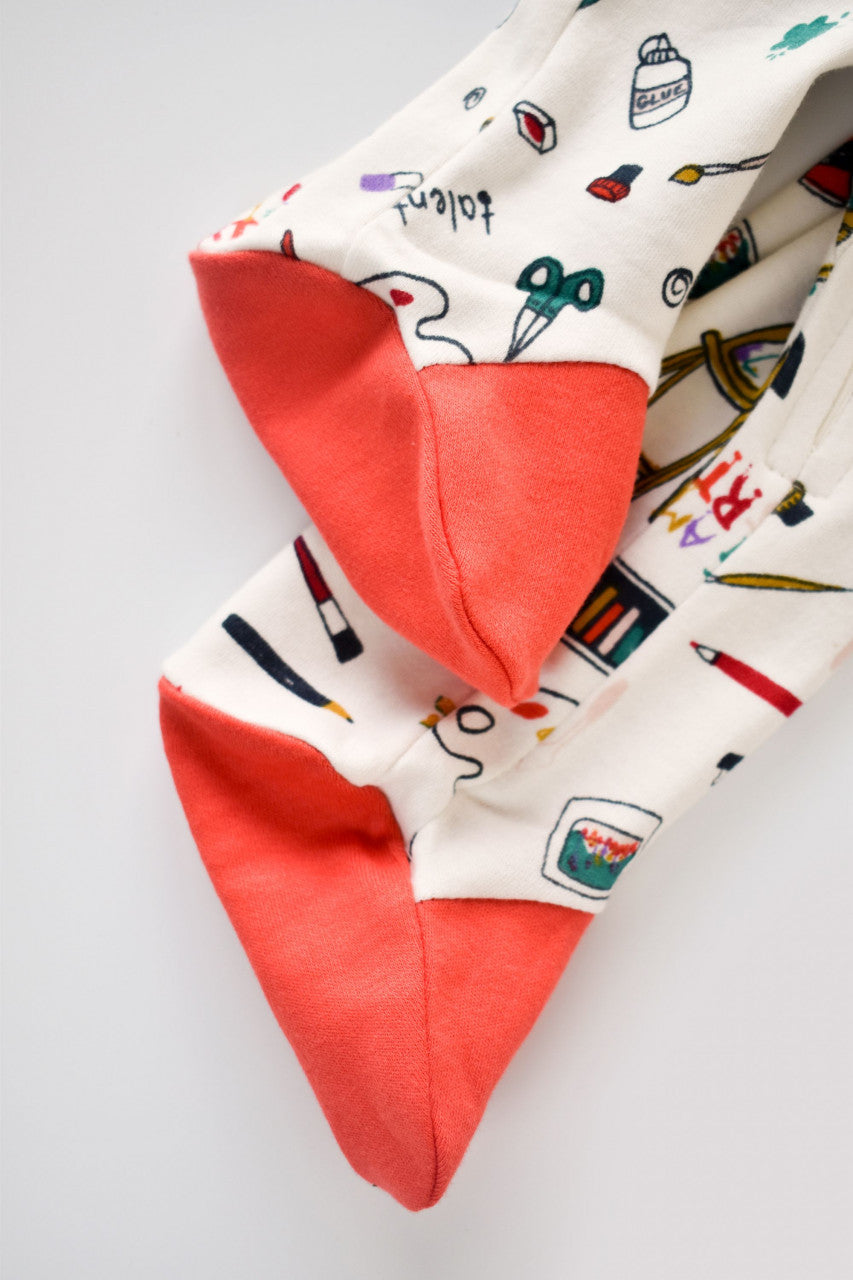 Set 2 salopetele cu maneca lunga si pantaloni cu botosei si fermoar - 100%bumbac organic - Portocaliu si Pudra, BabyCosy