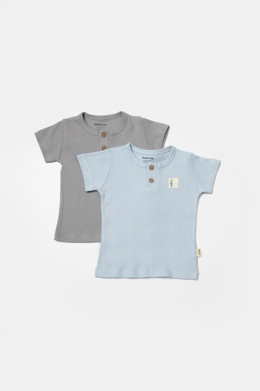 Set 2 tricouri Bamboo, blue, BabyCosy, 50% bumbac+50%bambus - Tricou