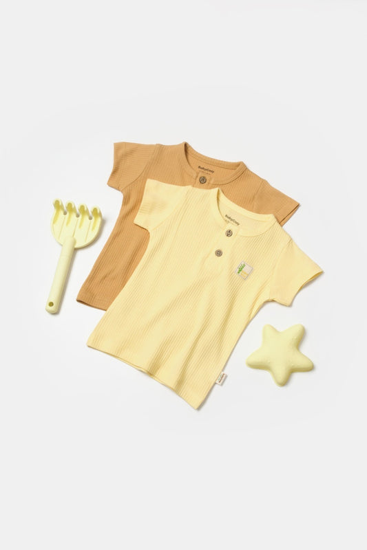 Set 2 tricouri Bamboo, galben, BabyCosy, 50% bumbac+50%bambus