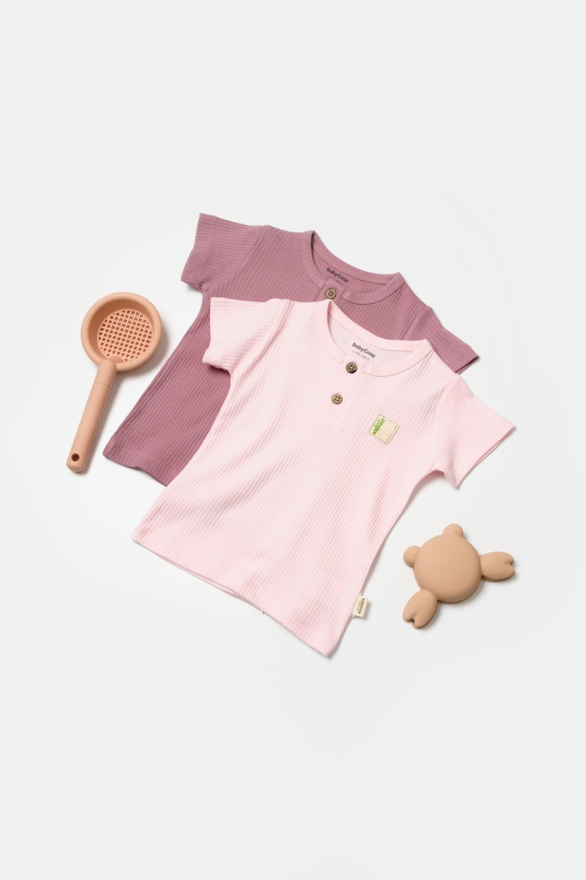Set 2 tricouri Bamboo,roz, BabyCosy, 50% bumbac+50%bambus