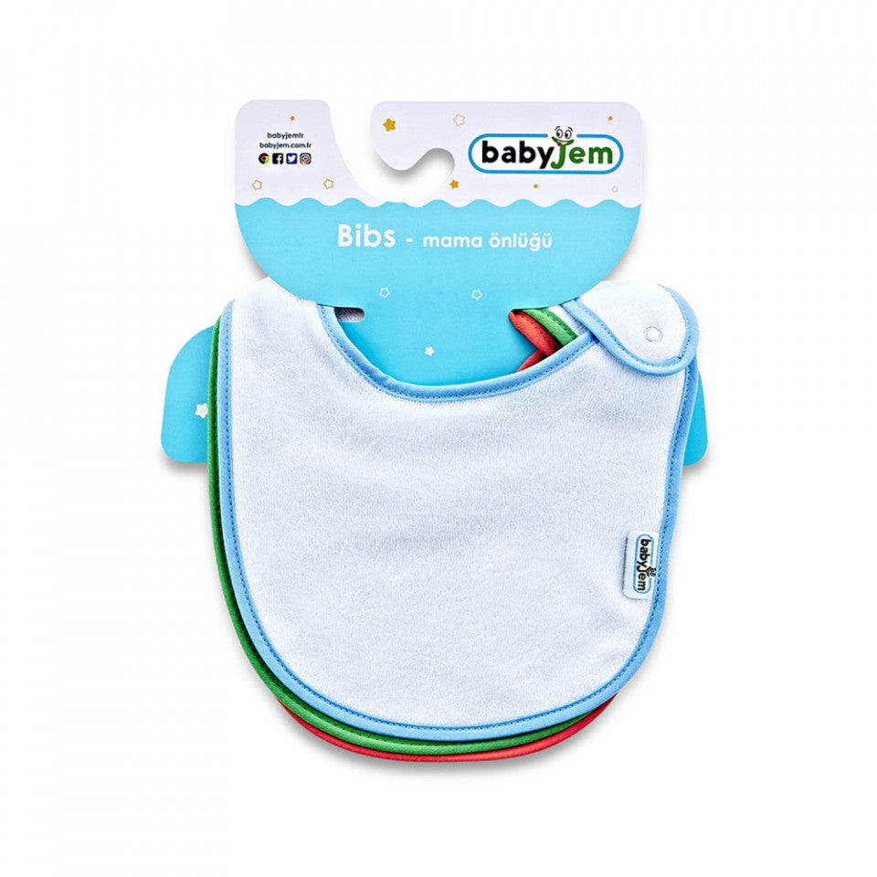 Set 3 bavete BabyJem, cu capse, din bumbac
