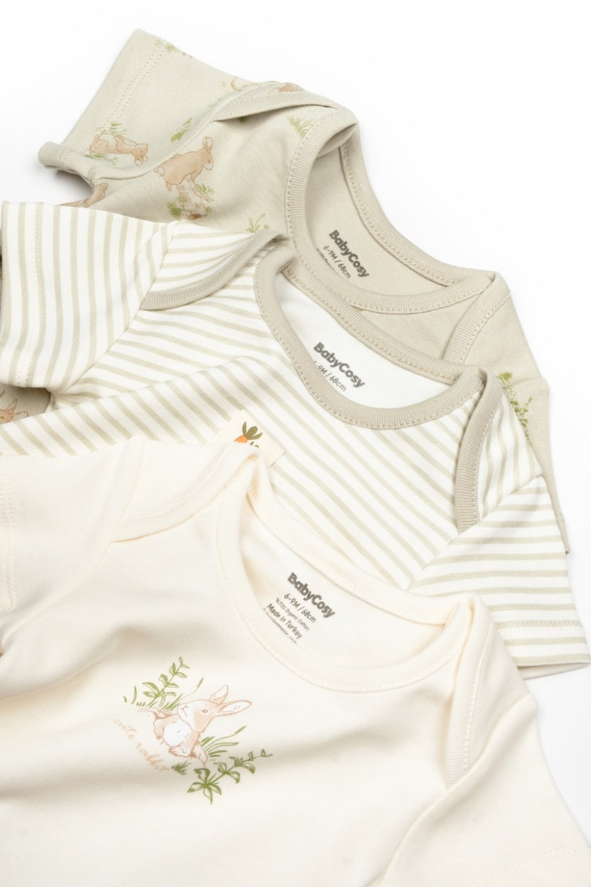 Set 3 body Rabbit, BabyCosy, 100% bumbac