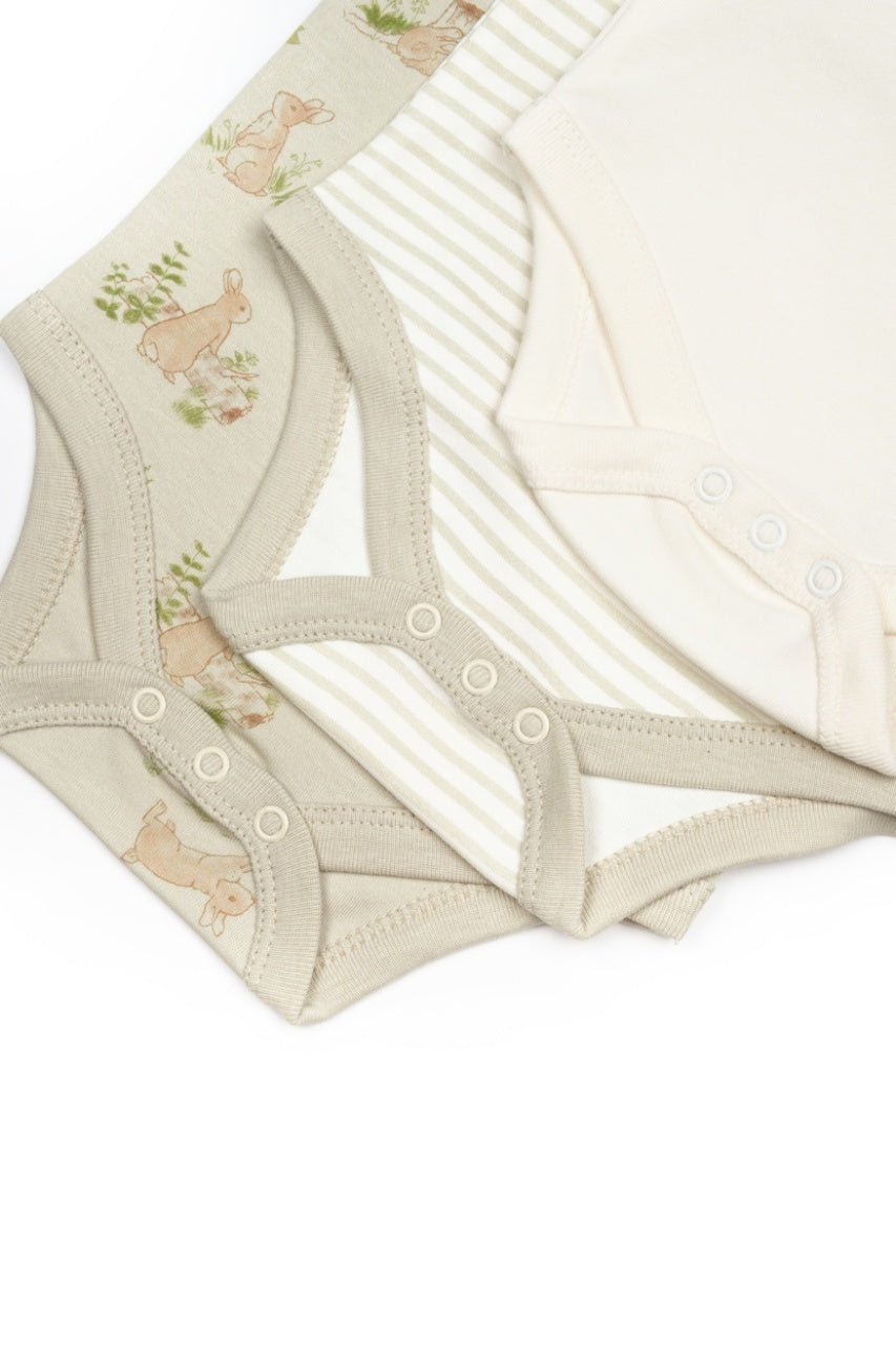 Set 3 body Rabbit, BabyCosy, 100% bumbac