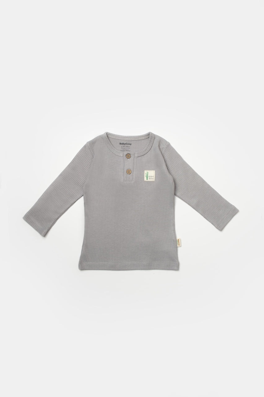 Set 3 piese:bluza, pantaloni si caciulita Bamboo, gri, BabyCosy, 50% bumbac+50%bambus