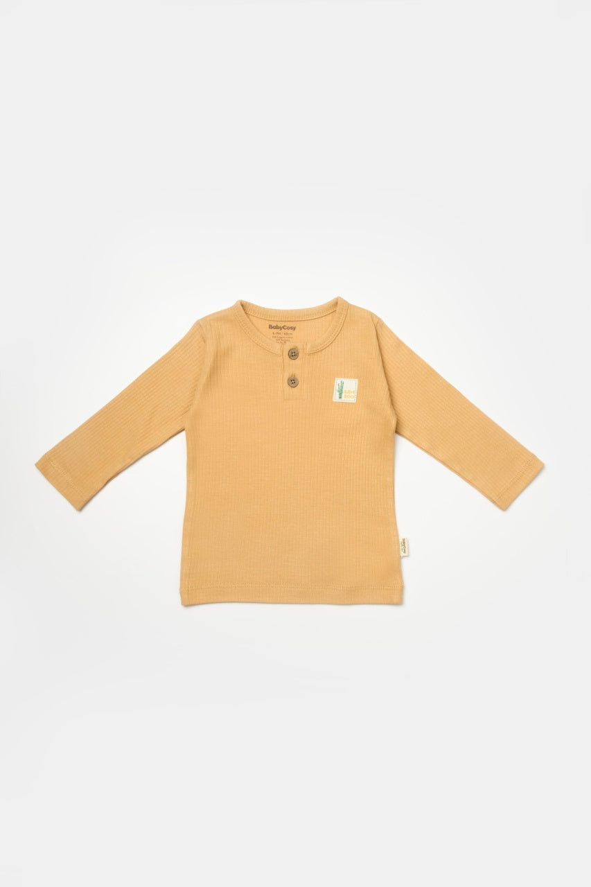 Set 3 piese:bluza, pantaloni si caciulita Bamboo, maro, BabyCosy, 50% bumbac+50%bambus