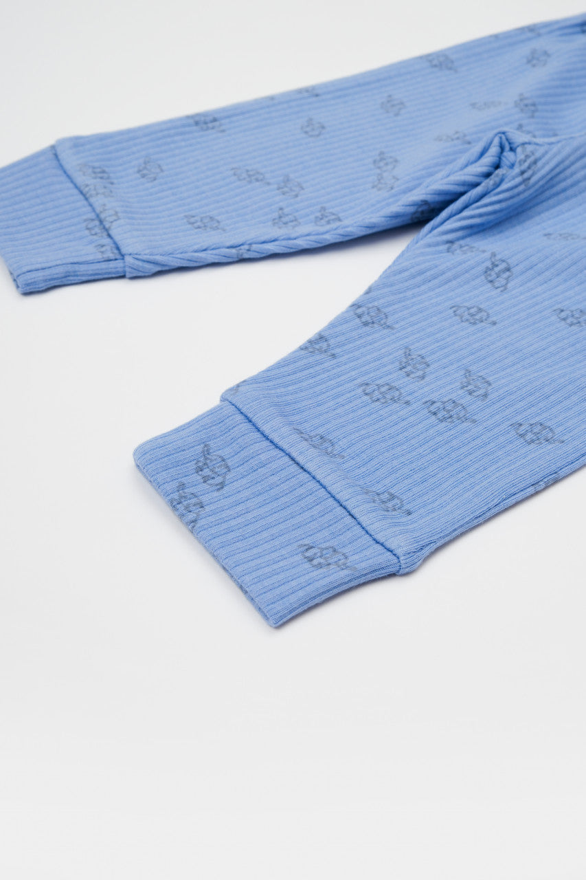 Set 3 piese:bluza, pantaloni si caciulita Printed, BabyCosy, 50% modal+50% bumbac, Lavanda