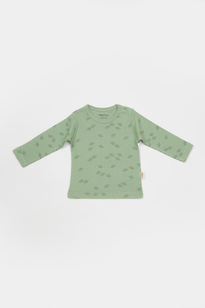 Set 3 piese:bluza, pantaloni si caciulita Printed, BabyCosy, 50% modal+50% bumbac, Verde