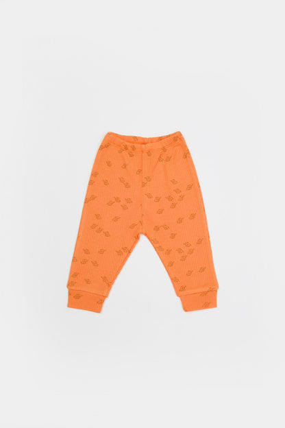 Set 3 piese:bluza, pantaloni si caciulita Printed, BabyCosy, 50% modal+50% bumbac, Apricot