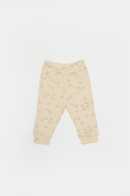 Set 3 piese:bluza, pantaloni si caciulita Printed, BabyCosy, 50% modal+50% bumbac, Stone