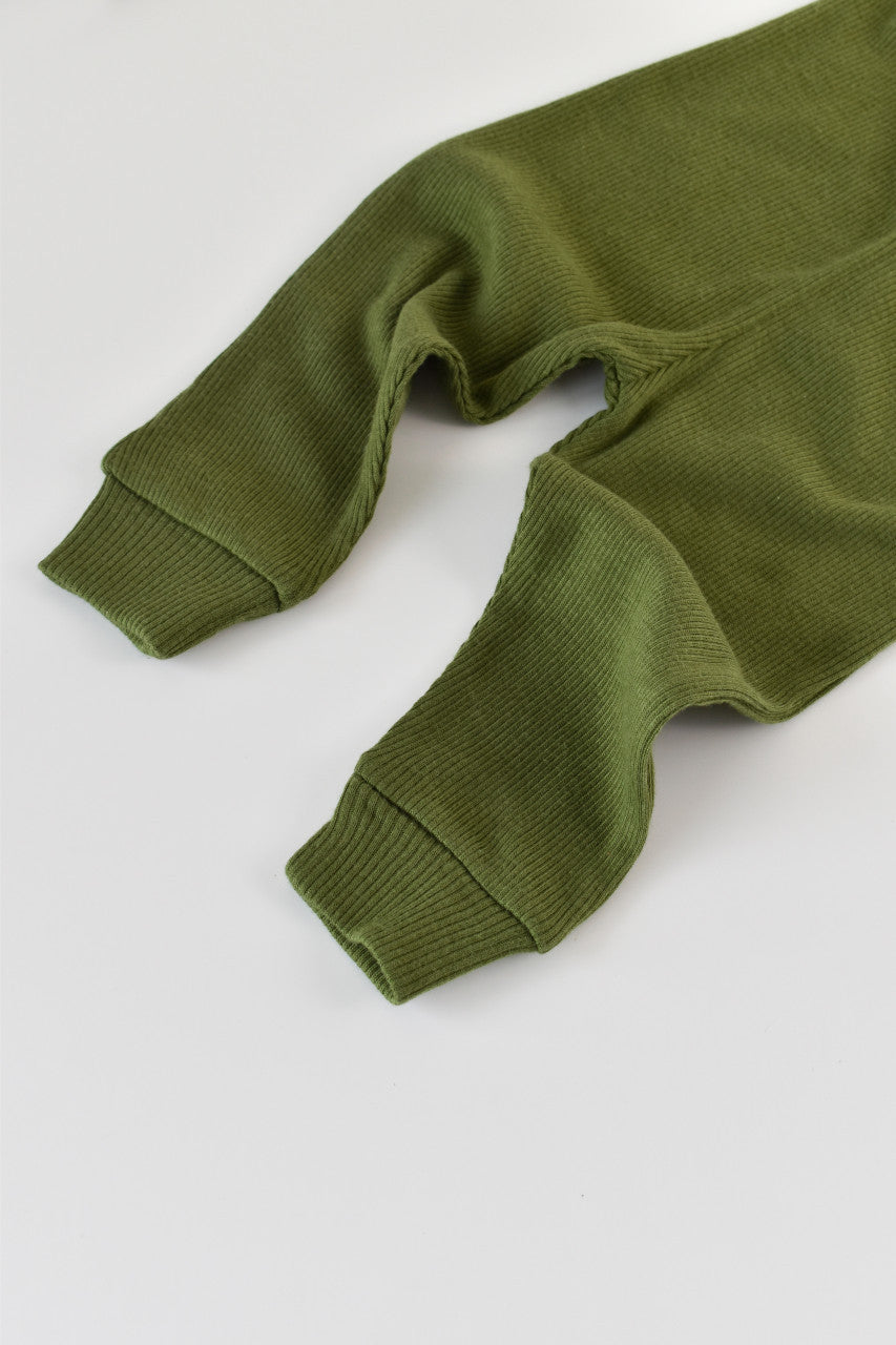 Set 3 piese: body cu maneca lunga, pantaloni lungi si caciulita din bumbac organic si modal - Verde, BabyCosy