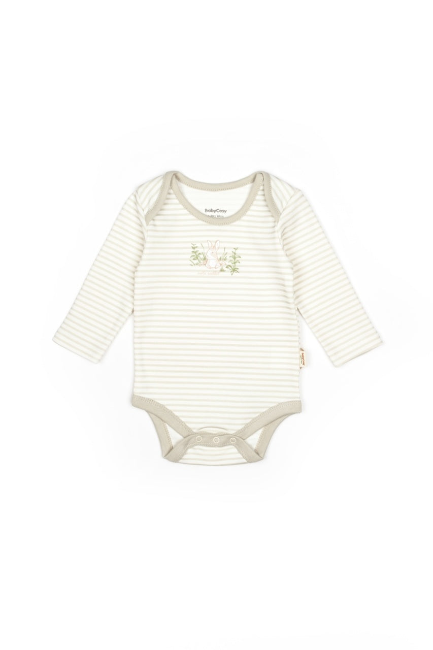Set 3 piese:body, pantaloni si baveta Rabbit, BabyCosy, 100% bumbac