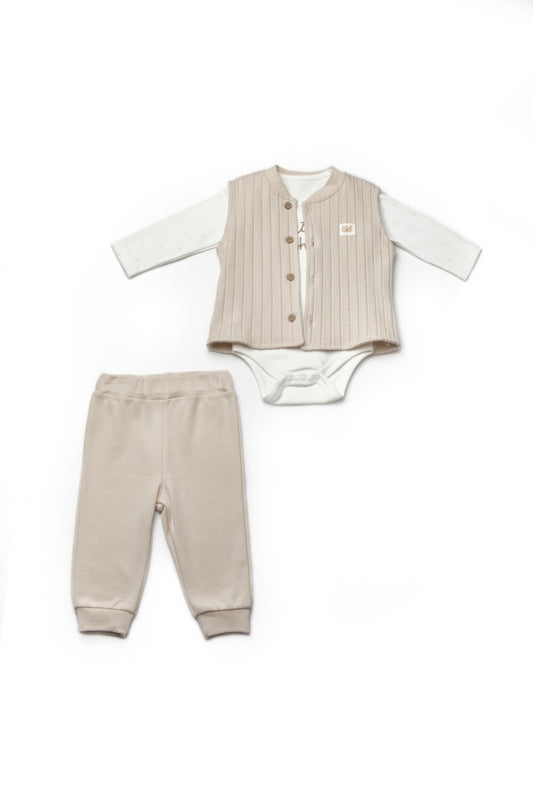 Set 3 piese: body, pantaloni si vestuta TeddyBear, BabyCosy, 100% bumbac - Body, Pantaloni, Vesta