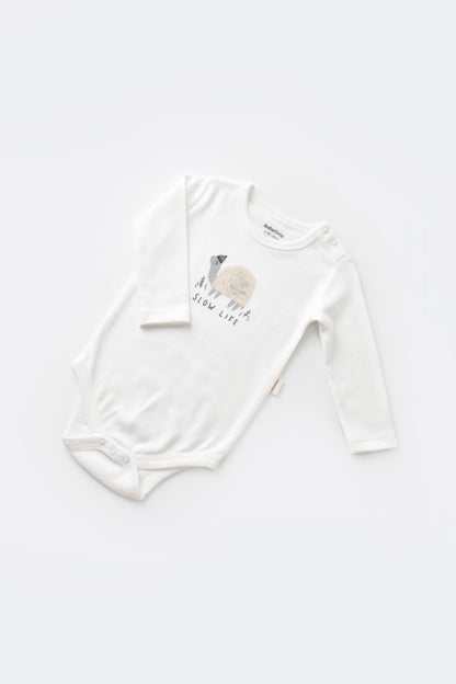 Set 3 piese Broscuta cu body, pantalonasi si vestuta din 80%bumbac organic si 20% poliester - Crem, BabyCosy