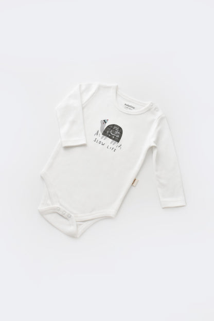 Set 3 piese Broscuta cu body, pantalonasi si vestuta din 80%bumbac organic si 20% poliester - Antracit, BabyCosy