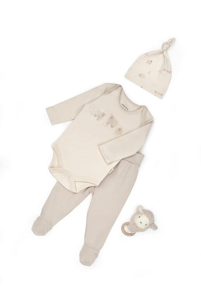 Set 3 piese nou nascut, Lamb, BabyCosy, 100%bumbac organic