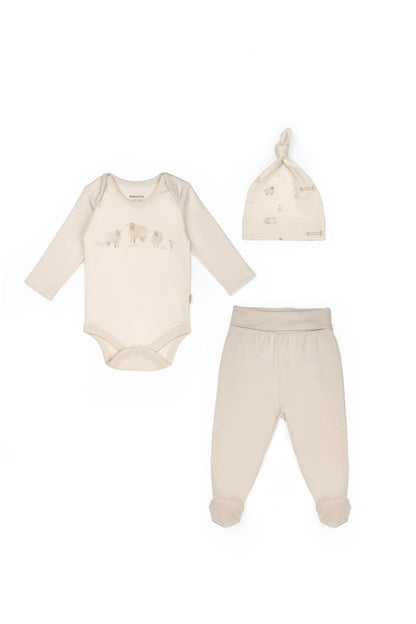 Set 3 piese nou nascut, Lamb, BabyCosy, 100%bumbac organic