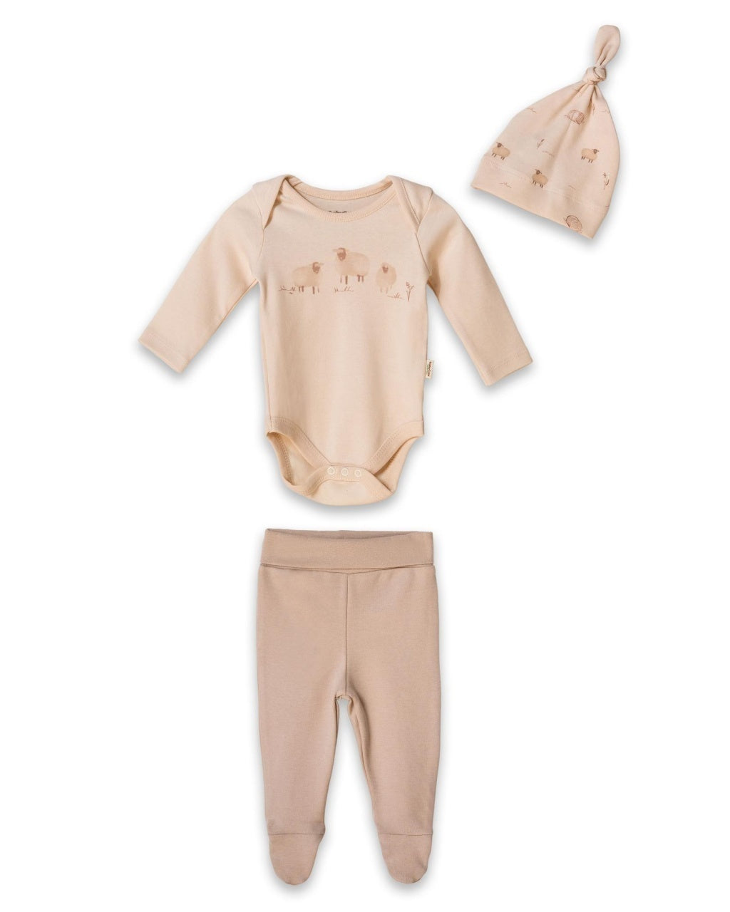 Set 3 piese nou nascut, Lamb, BabyCosy, 100%bumbac organic