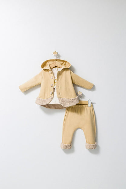 Set 3 piese: pantaloni, bluzita si hainuta cu gluga eleganta pentru bebelusi Fun Penguin, Tongs baby
