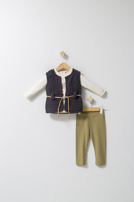 Set 3 piese: pantaloni, bluzita si vestuta eleganta pentru bebelusi Fun Penguin, Tongs baby